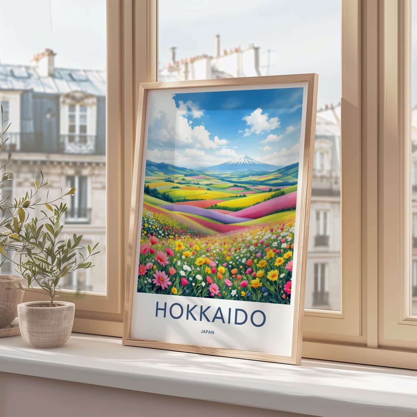 Hokkaido Poster - Japan Wall Art - Colorful Flower Fields Home Decor