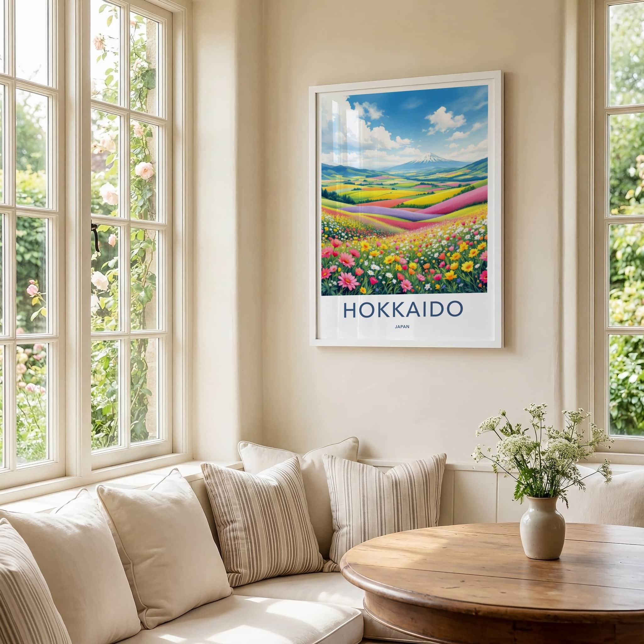 Hokkaido Poster - Japan Wall Art - Colorful Flower Fields Home Decor
