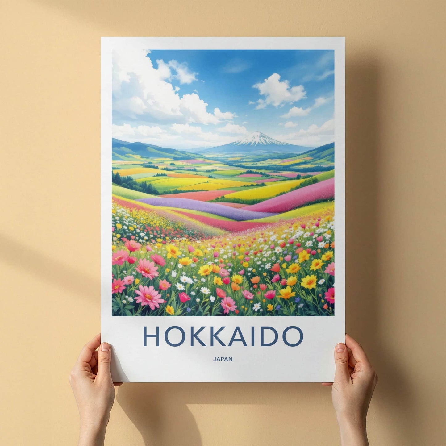 Hokkaido Poster - Japan Wall Art - Colorful Flower Fields Home Decor