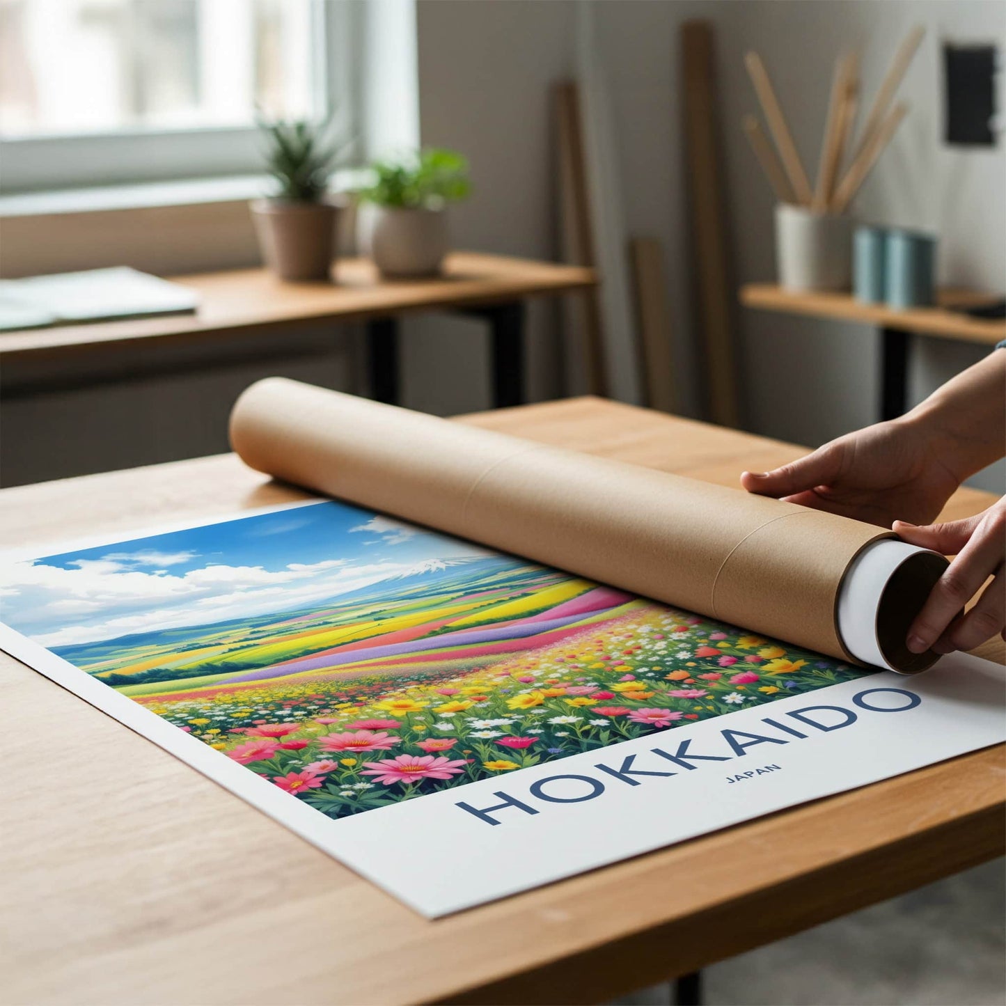 Hokkaido Poster - Japan Wall Art - Colorful Flower Fields Home Decor