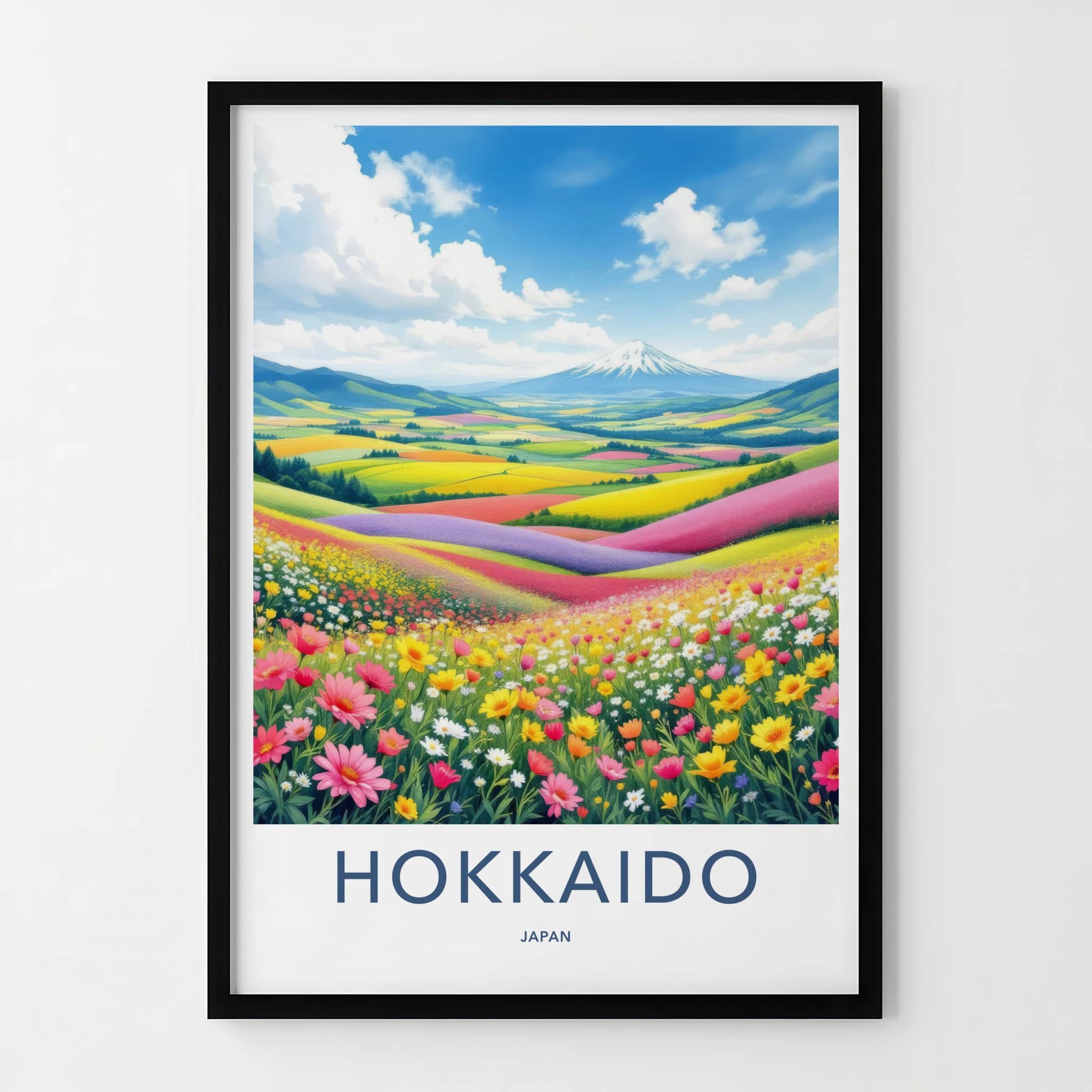 Hokkaido Poster - Japan Wall Art - Colorful Flower Fields Home Decor