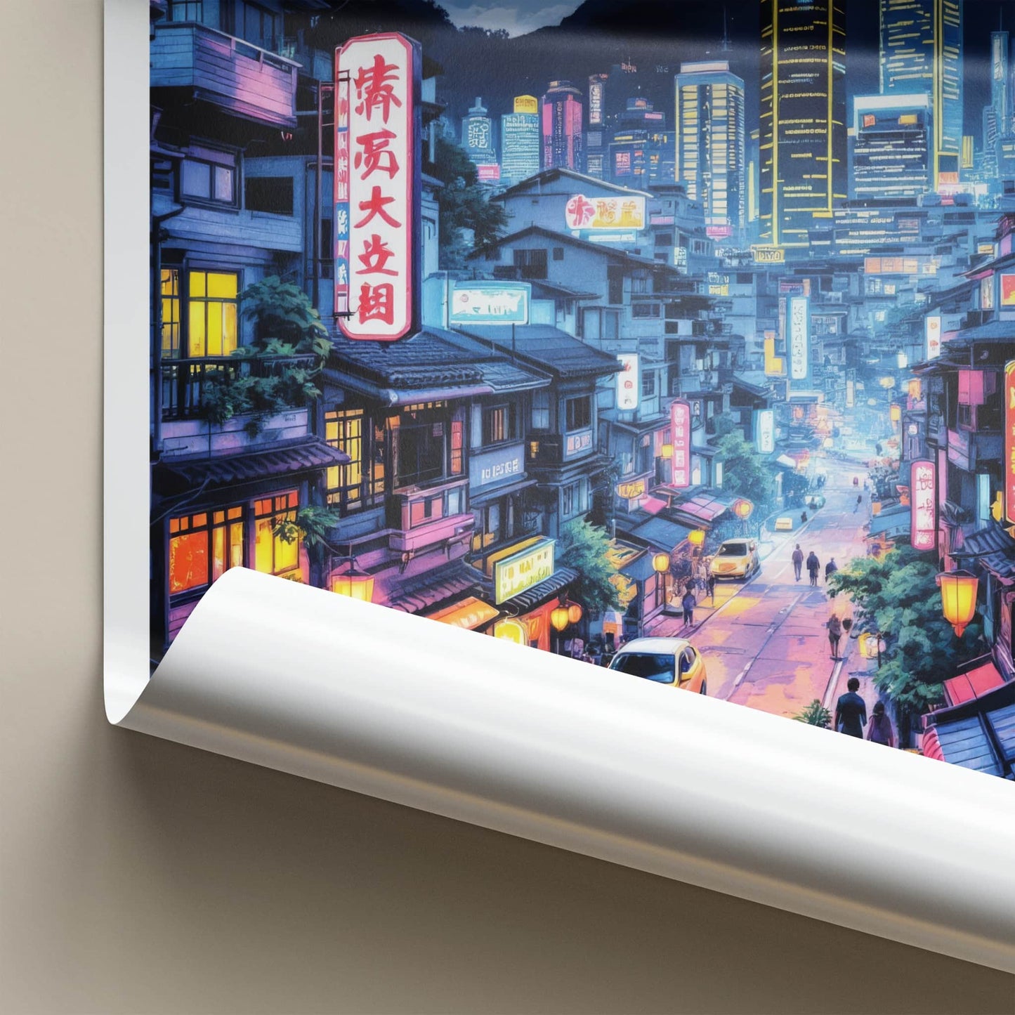 Hong Kong Poster - China Travel Art - Urban Night Glow Wall Decor
