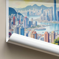 Hong Kong Poster - China Travel Print - City Skyline Sunset Home Decor