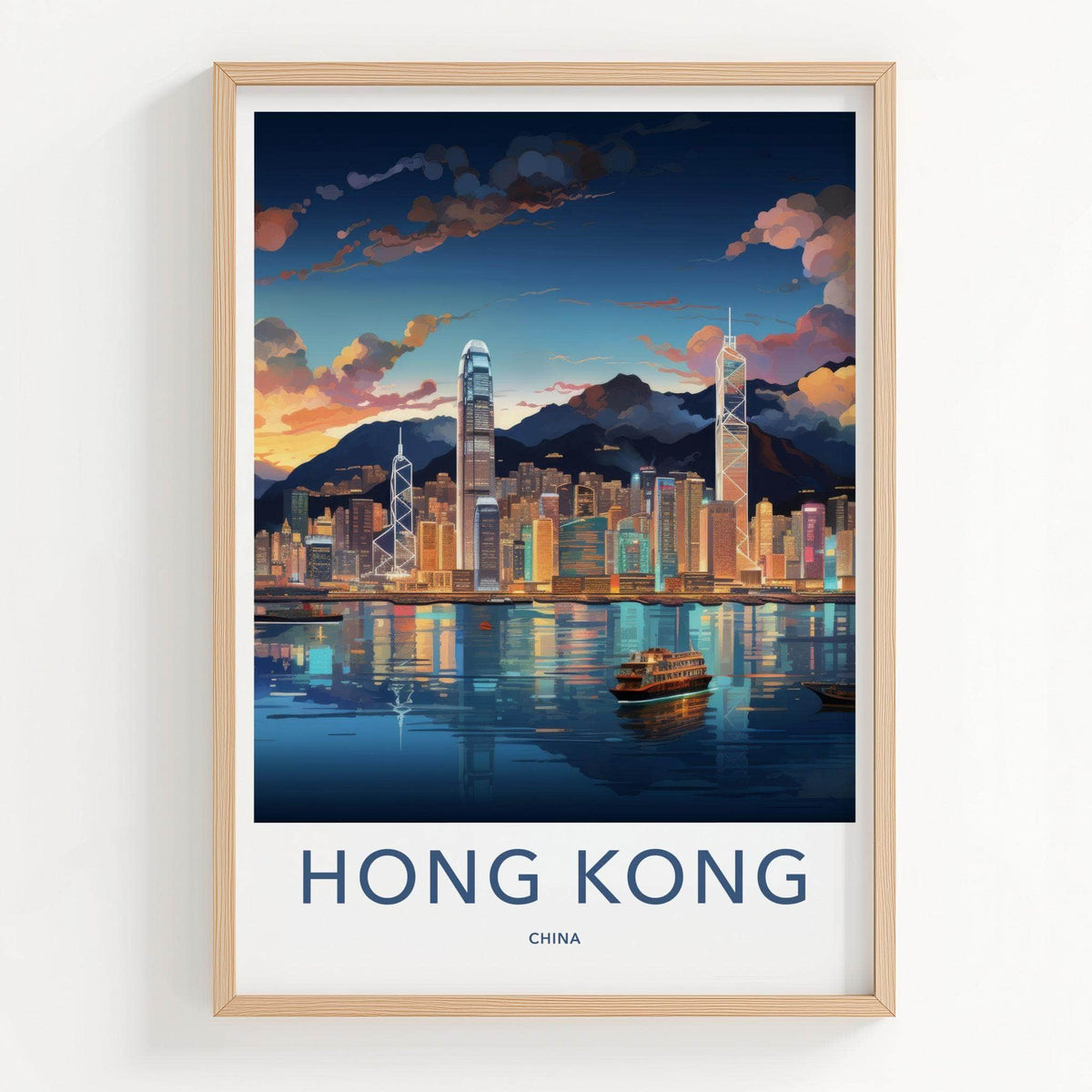 Hong Kong Poster - Cityscape Art & Victoria Harbour Urban Landscape