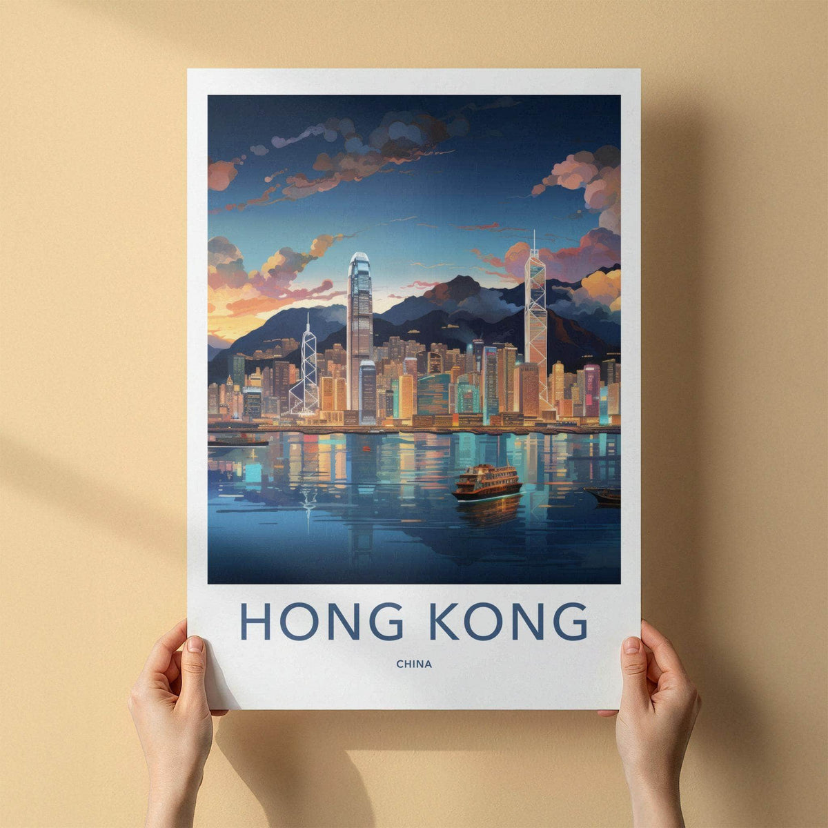 Hong Kong Poster - Cityscape Art & Victoria Harbour Urban Landscape