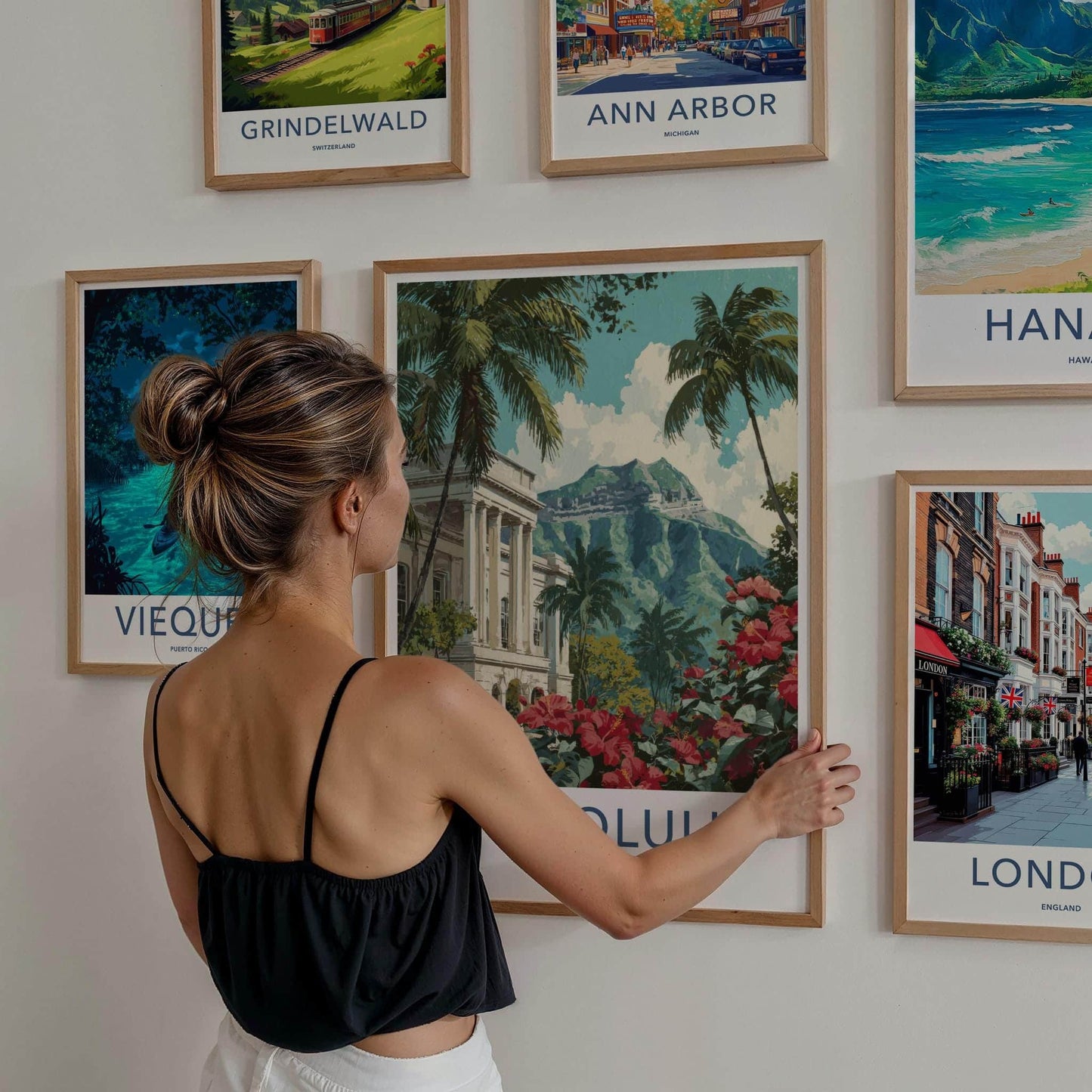 Honolulu Poster - Hawaii Travel Art - Hibiscus Palace Mountain Home Decor