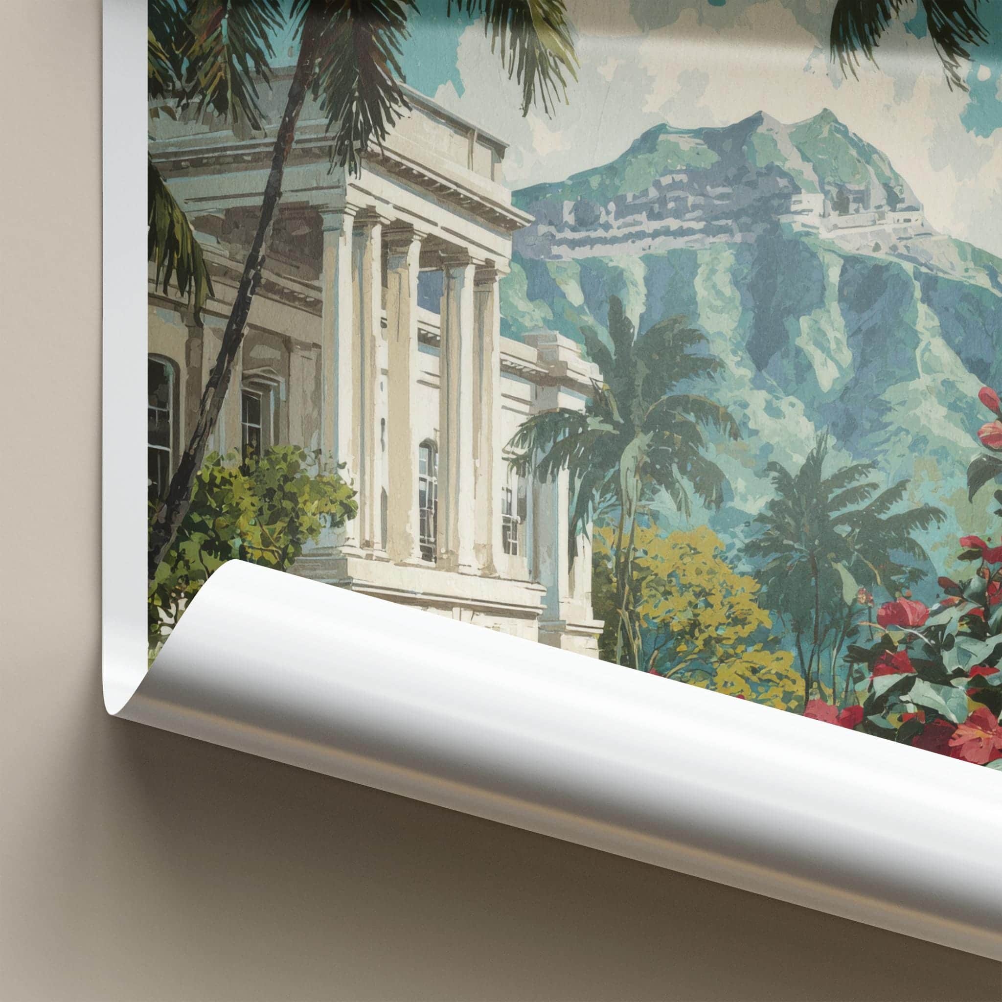 Honolulu Poster - Hawaii Travel Art - Hibiscus Palace Mountain Home Decor