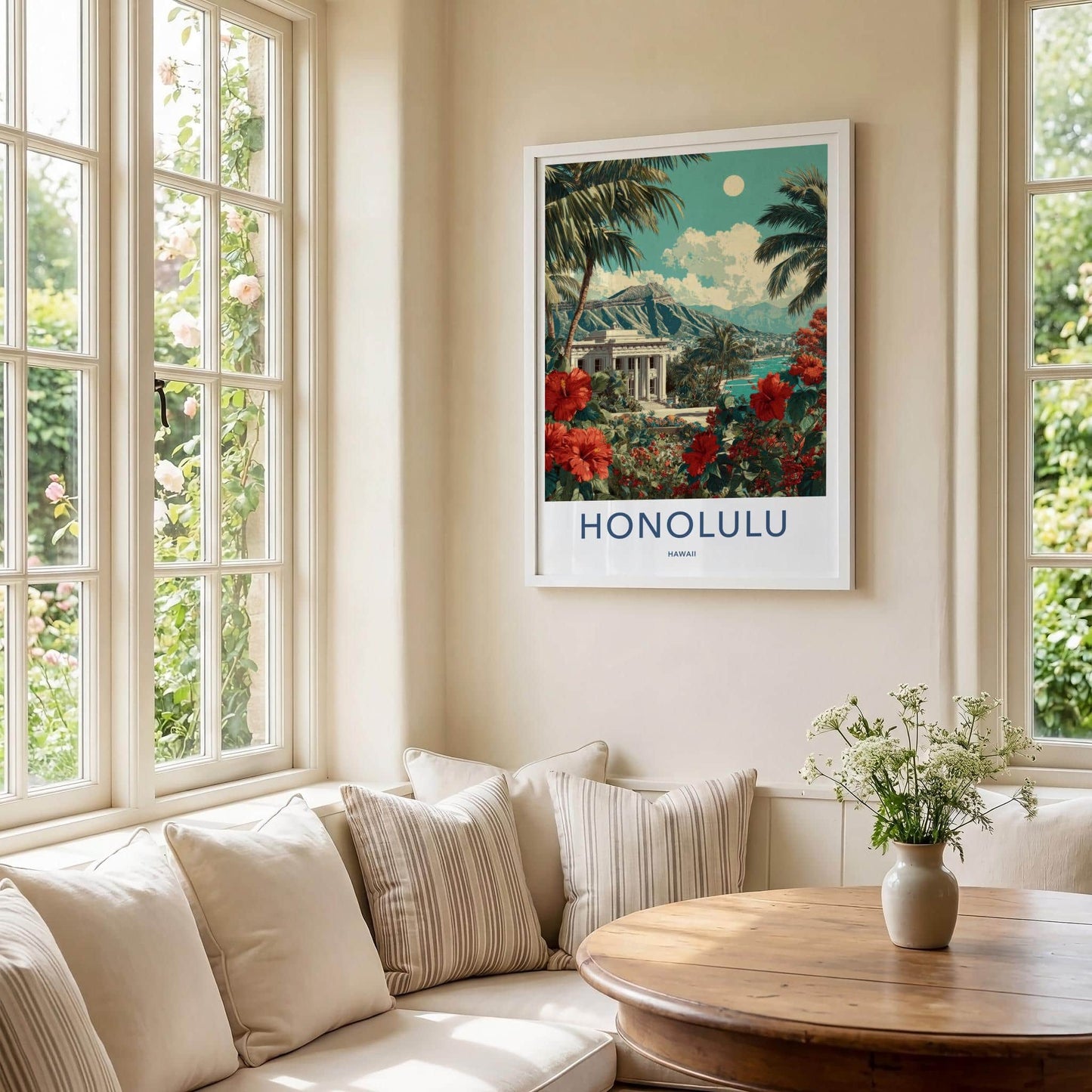 Honolulu Poster - Hawaii Travel Art - Tropical Resort View Wall Decor