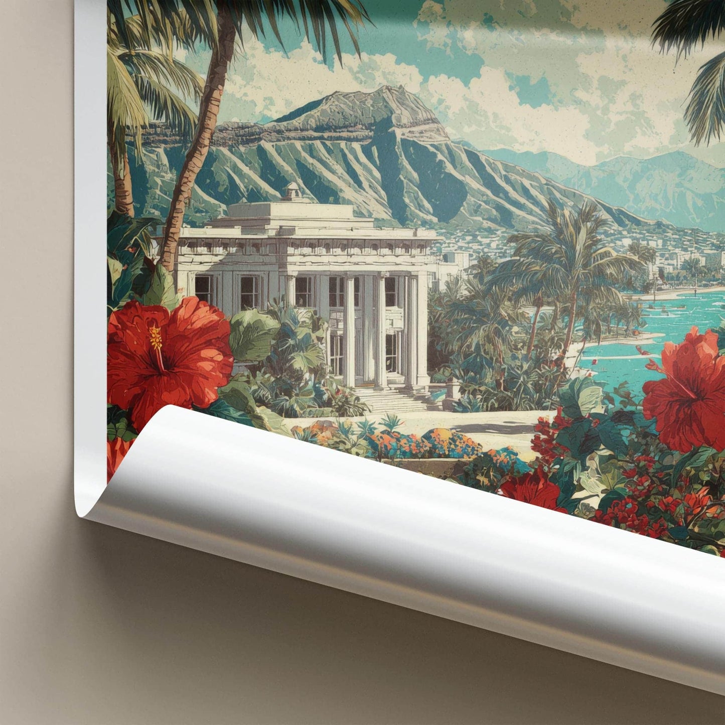Honolulu Poster - Hawaii Travel Art - Tropical Resort View Wall Decor