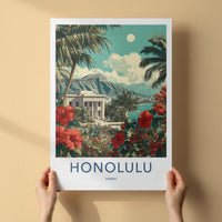 Honolulu Poster - Hawaii Travel Art - Tropical Resort View Wall Decor