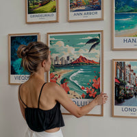Honolulu Poster - Hawaii Travel Art - Waikiki Beach Vista Home Decor