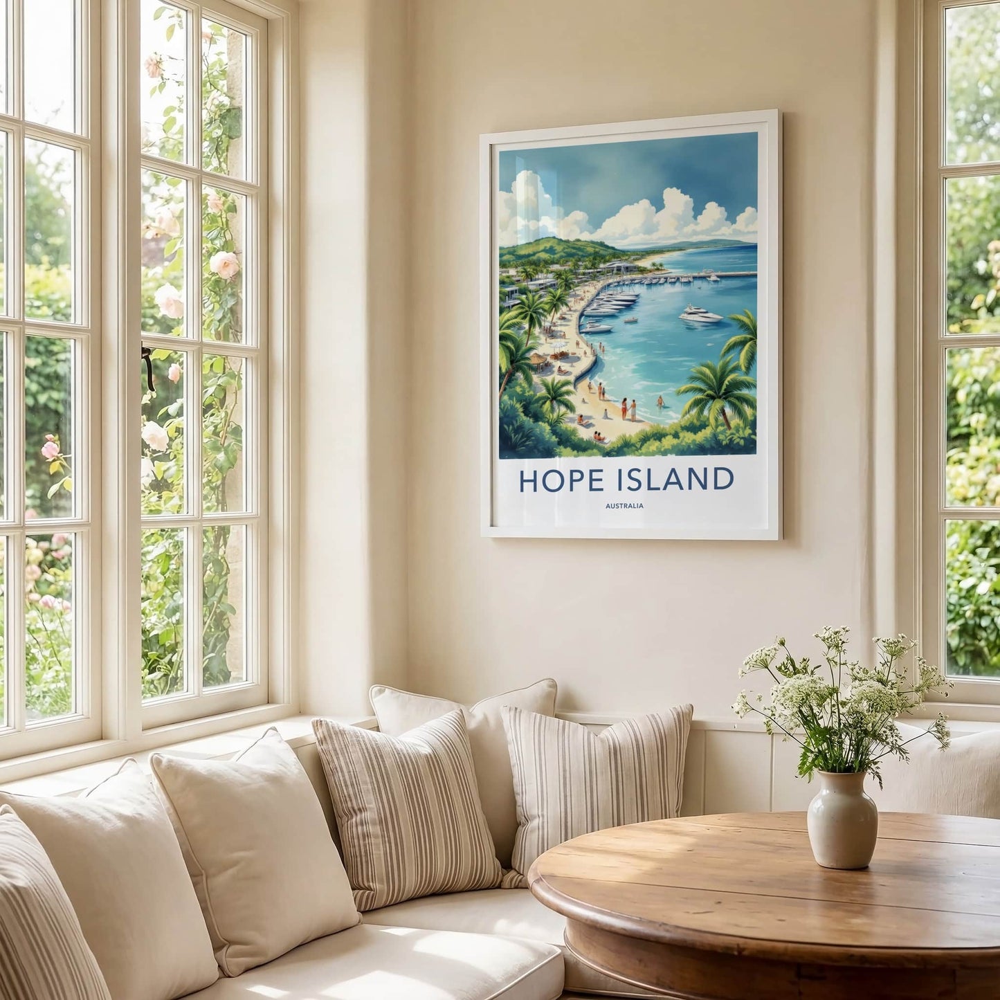 Hope Island Poster - Australia Travel Art - Lush Island Marina Home Decor
