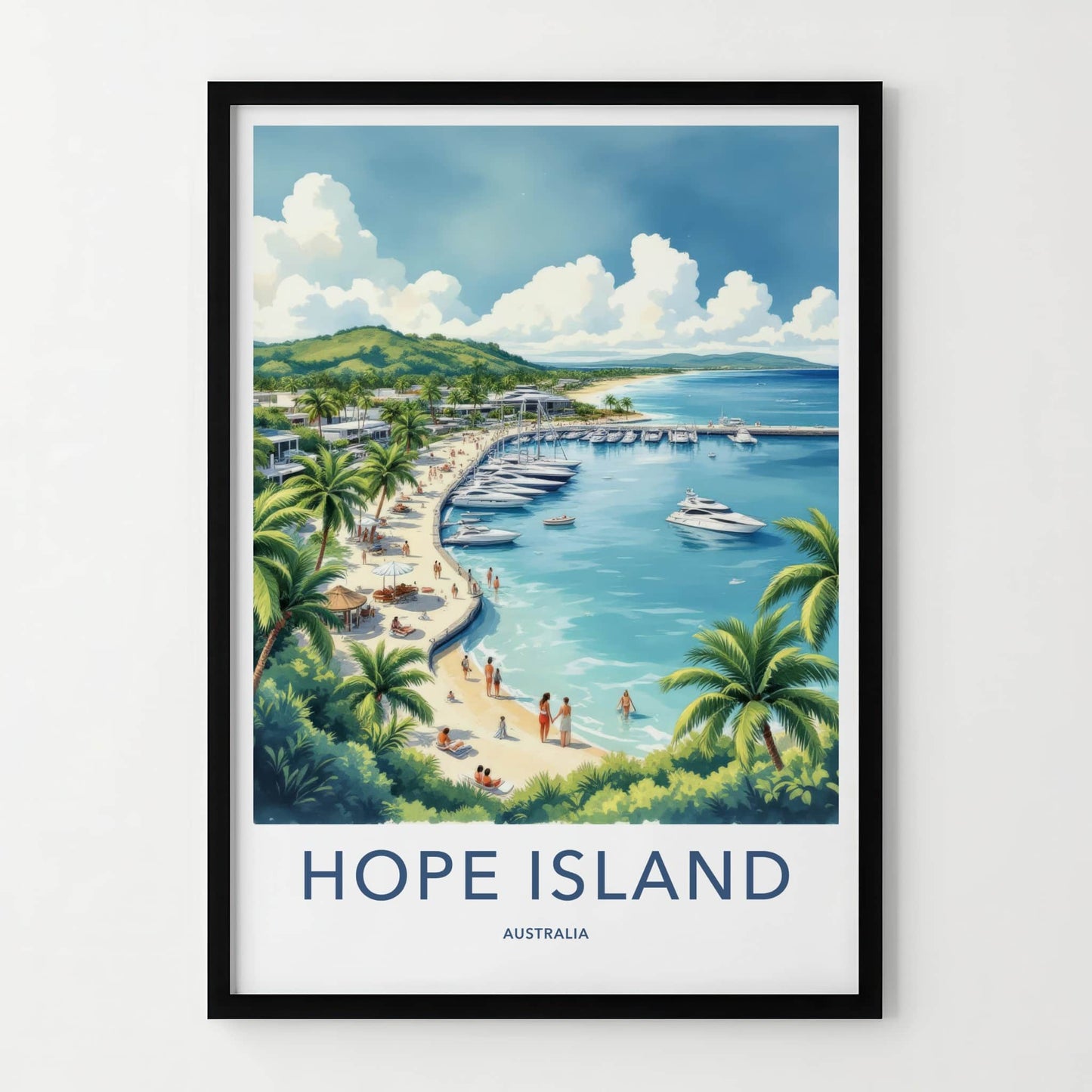 Hope Island Poster - Australia Travel Art - Lush Island Marina Home Decor
