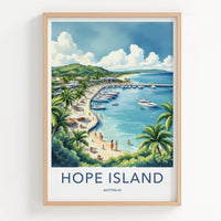 Hope Island Poster - Australia Travel Art - Lush Island Marina Home Decor