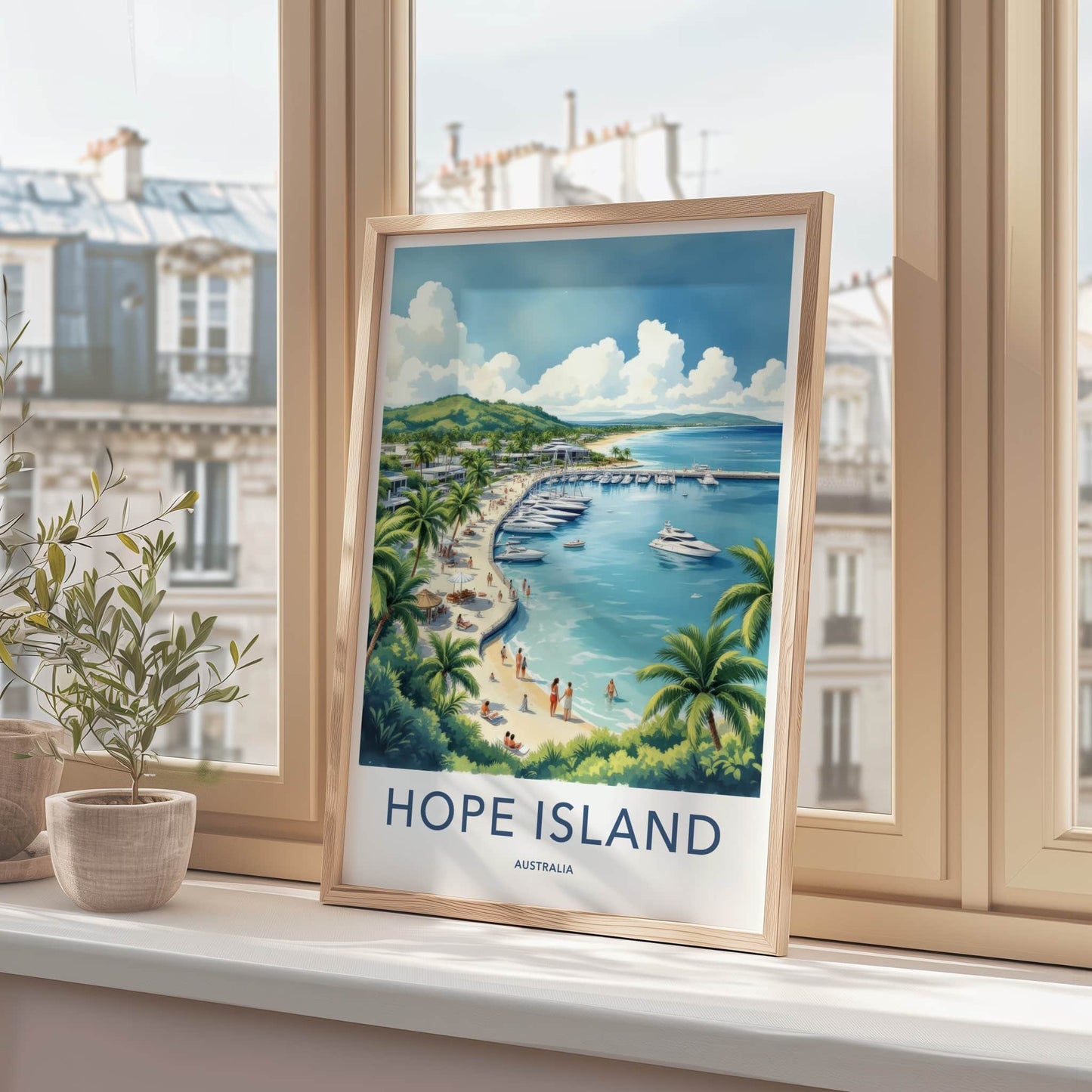 Hope Island Poster - Australia Travel Art - Lush Island Marina Home Decor