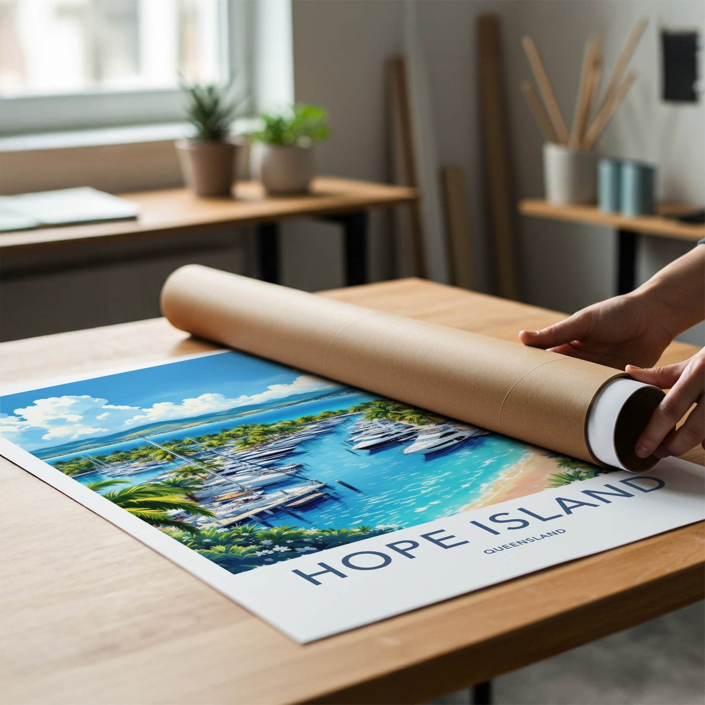 Hope Island Poster - Australia Travel Art - Luxury Yachts Marina Home Decor