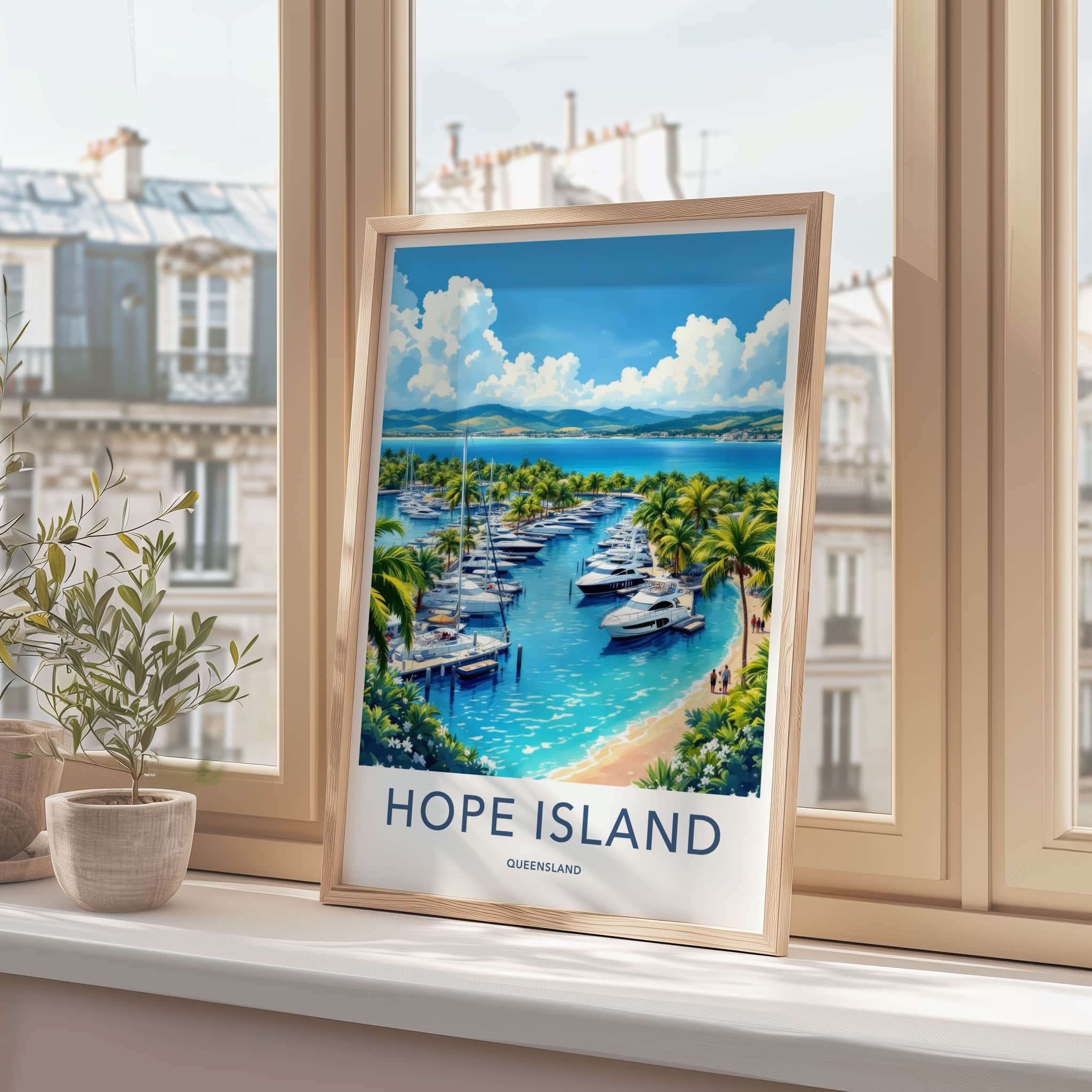 Hope Island Poster - Australia Travel Art - Luxury Yachts Marina Home Decor