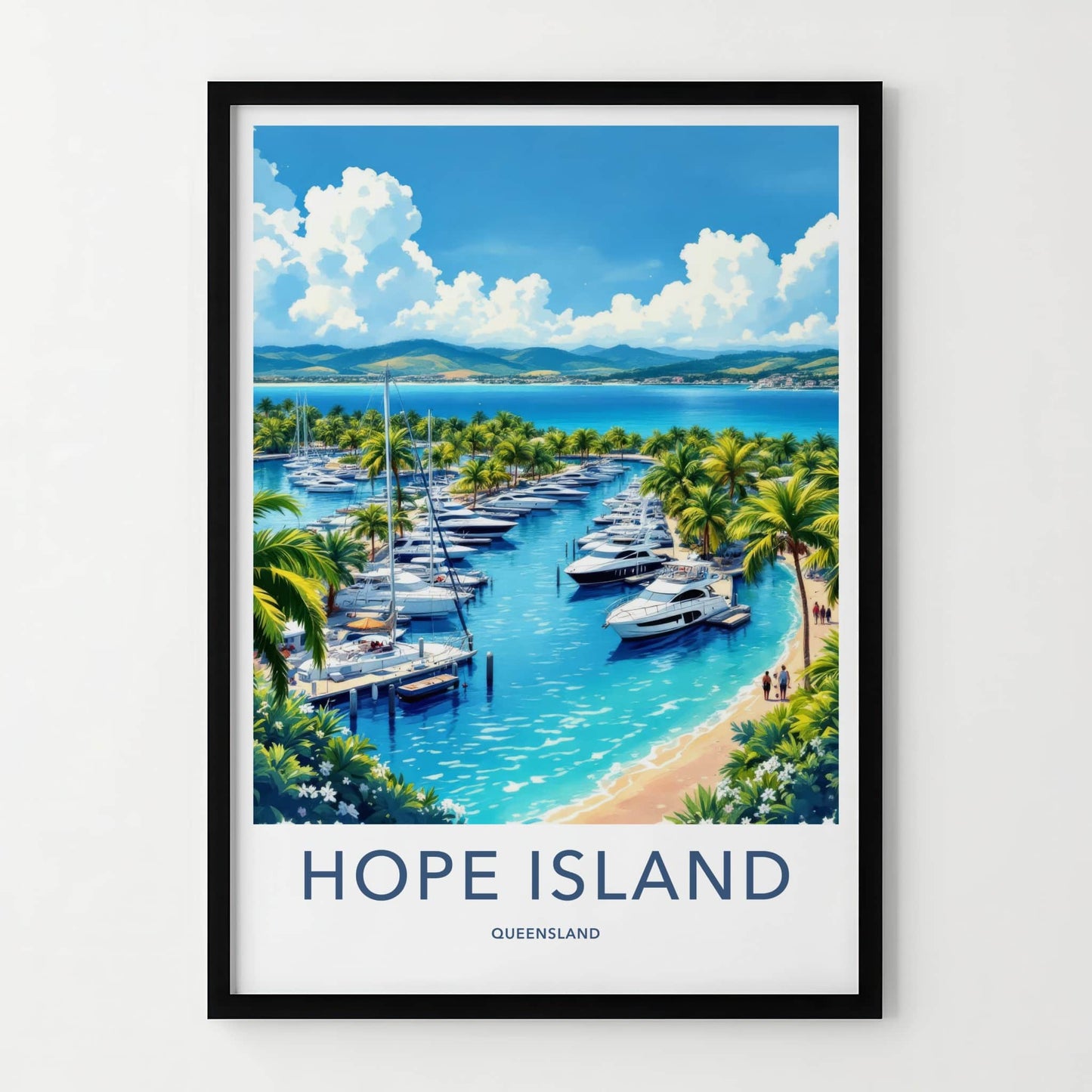 Hope Island Poster - Australia Travel Art - Luxury Yachts Marina Home Decor