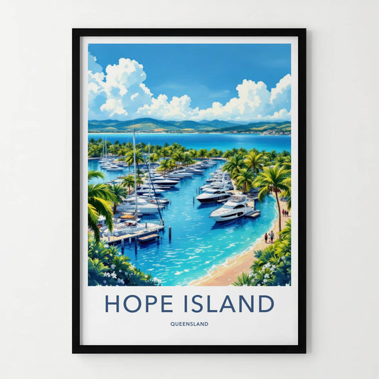 Hope Island Poster - Australia Travel Art - Luxury Yachts Marina Home Decor