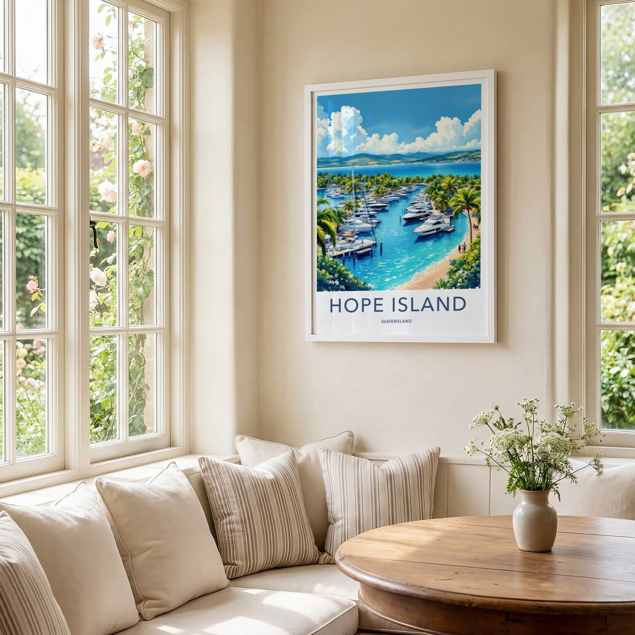 Hope Island Poster - Australia Travel Art - Luxury Yachts Marina Home Decor