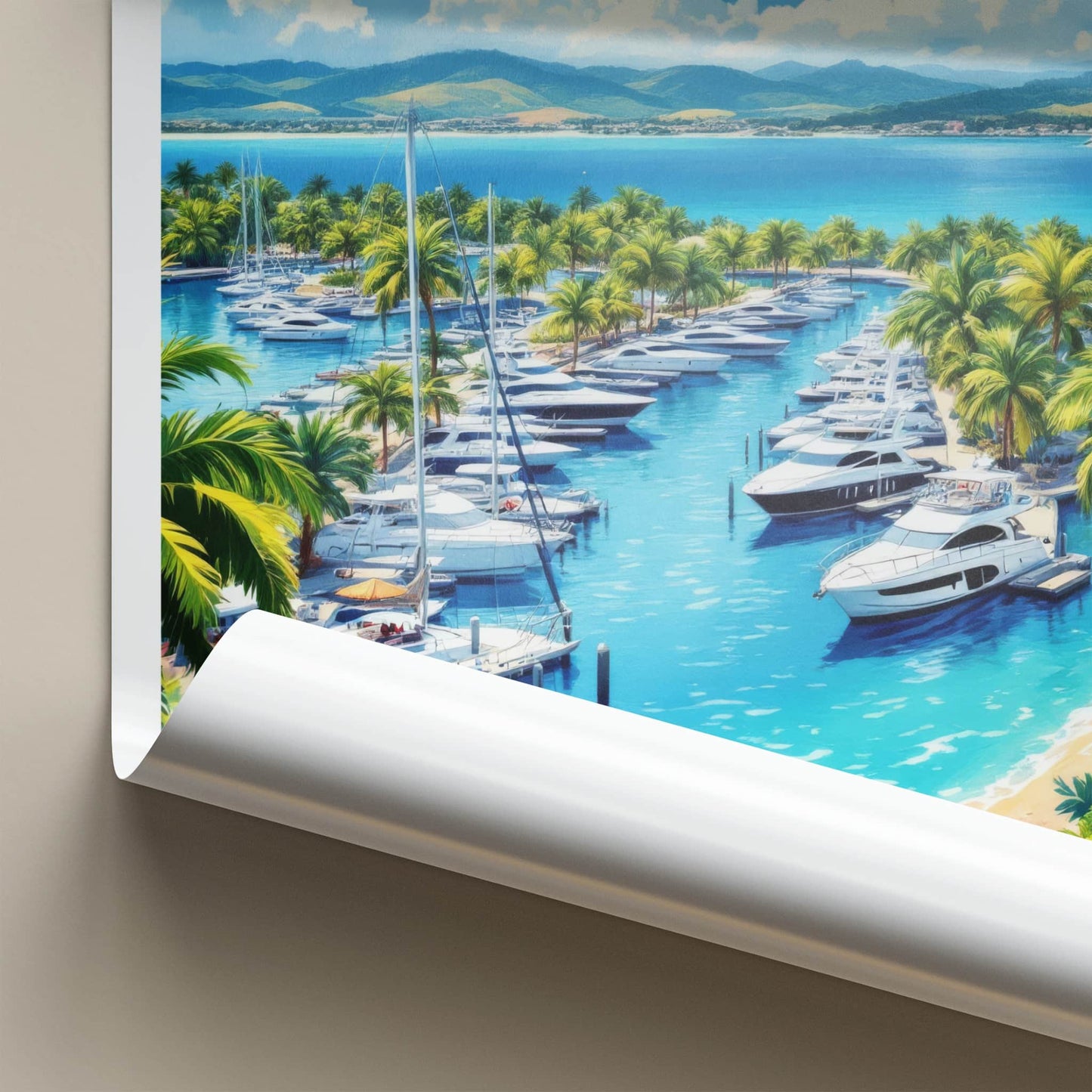 Hope Island Poster - Australia Travel Art - Luxury Yachts Marina Home Decor