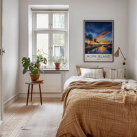 Hope Island Poster - Australia Travel Art - Sunset Marina Palms Home Decor
