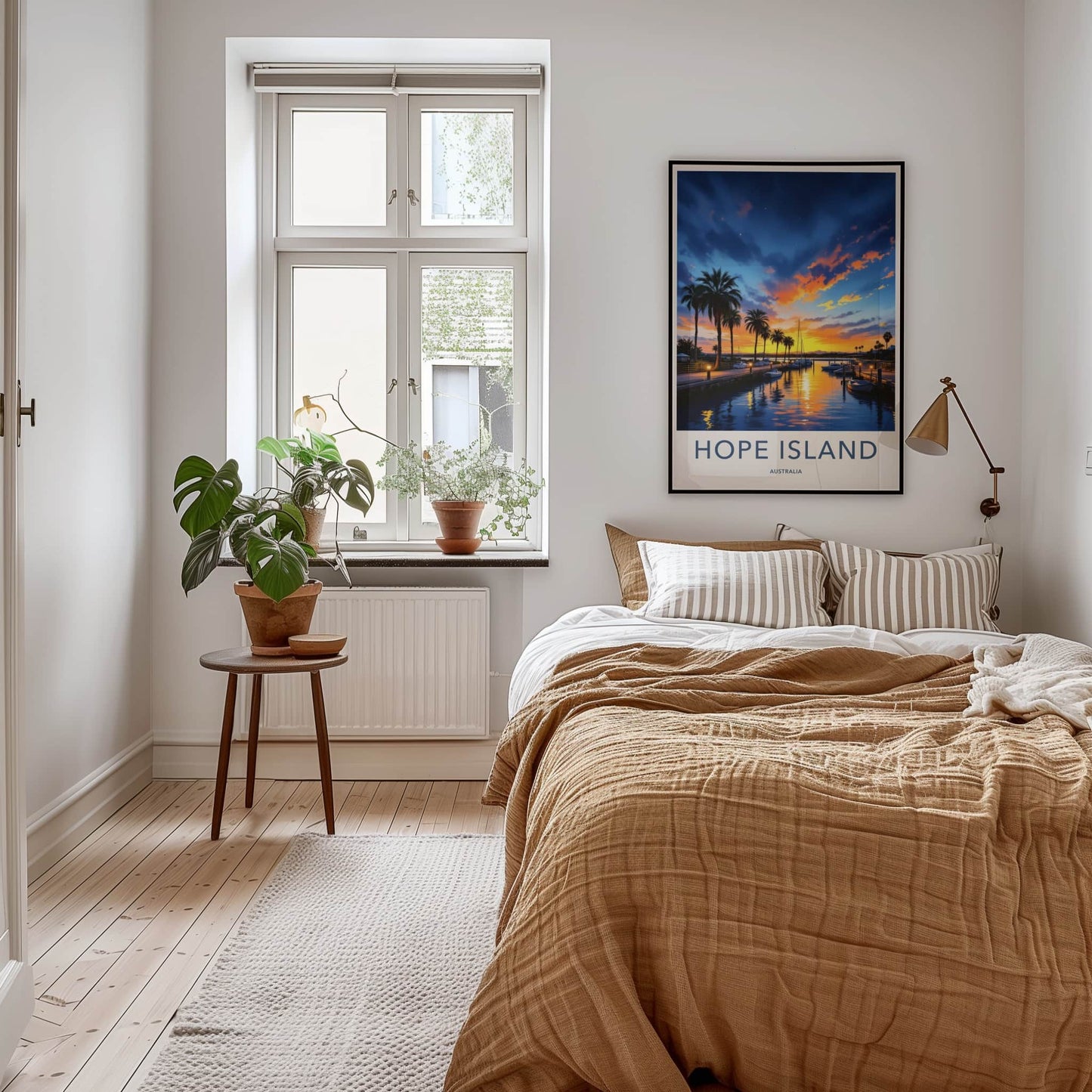 Hope Island Poster - Australia Travel Art - Sunset Marina Palms Home Decor