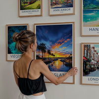 Hope Island Poster - Australia Travel Art - Sunset Marina Palms Home Decor