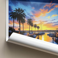 Hope Island Poster - Australia Travel Art - Sunset Marina Palms Home Decor