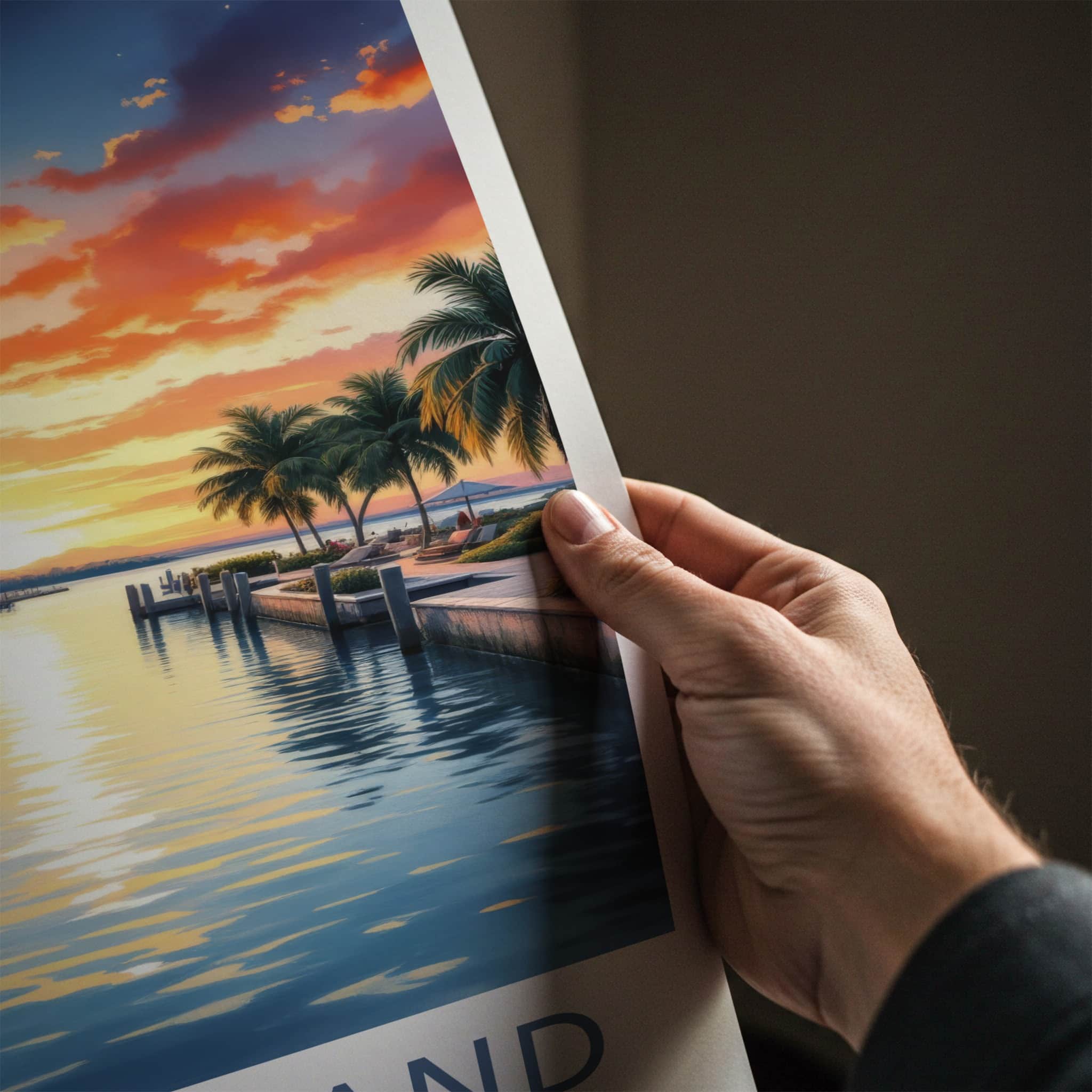 Hope Island Poster - Australia Travel Art - Vibrant Sunset Canal Home Decor