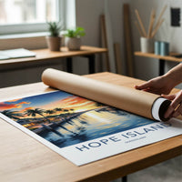 Hope Island Poster - Australia Travel Art - Vibrant Sunset Canal Home Decor