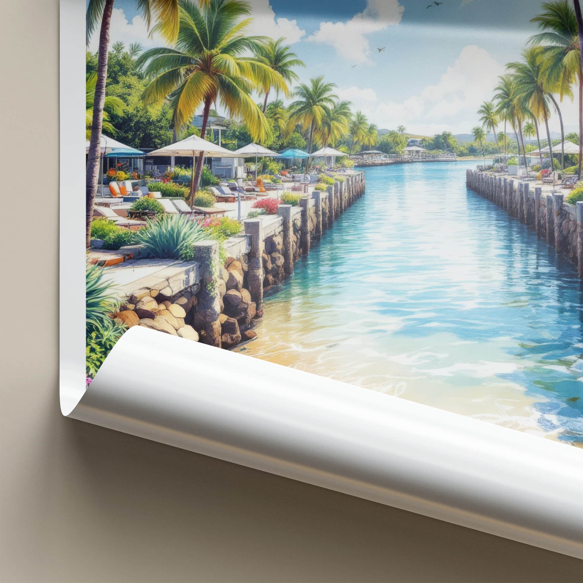Hope Island Poster - Australia Wall Art - Tropical Resort Canal Home Decor