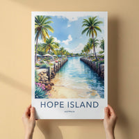Hope Island Poster - Australia Wall Art - Tropical Resort Canal Home Decor