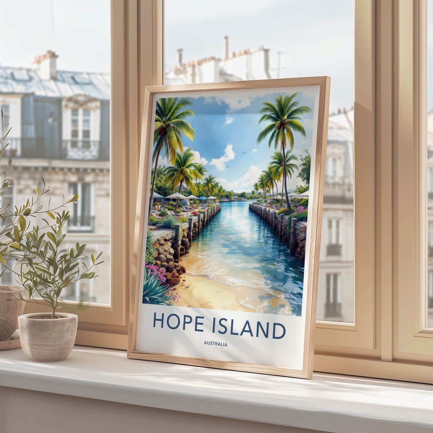 Hope Island Poster - Australia Wall Art - Tropical Resort Canal Home Decor