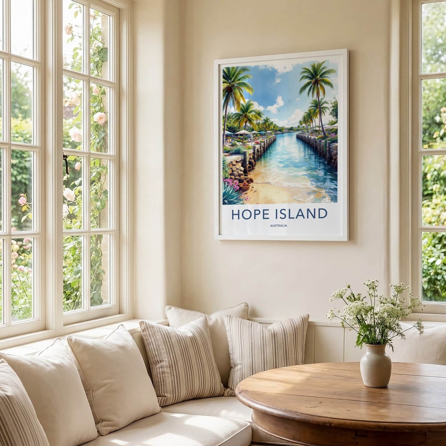 Hope Island Poster - Australia Wall Art - Tropical Resort Canal Home Decor