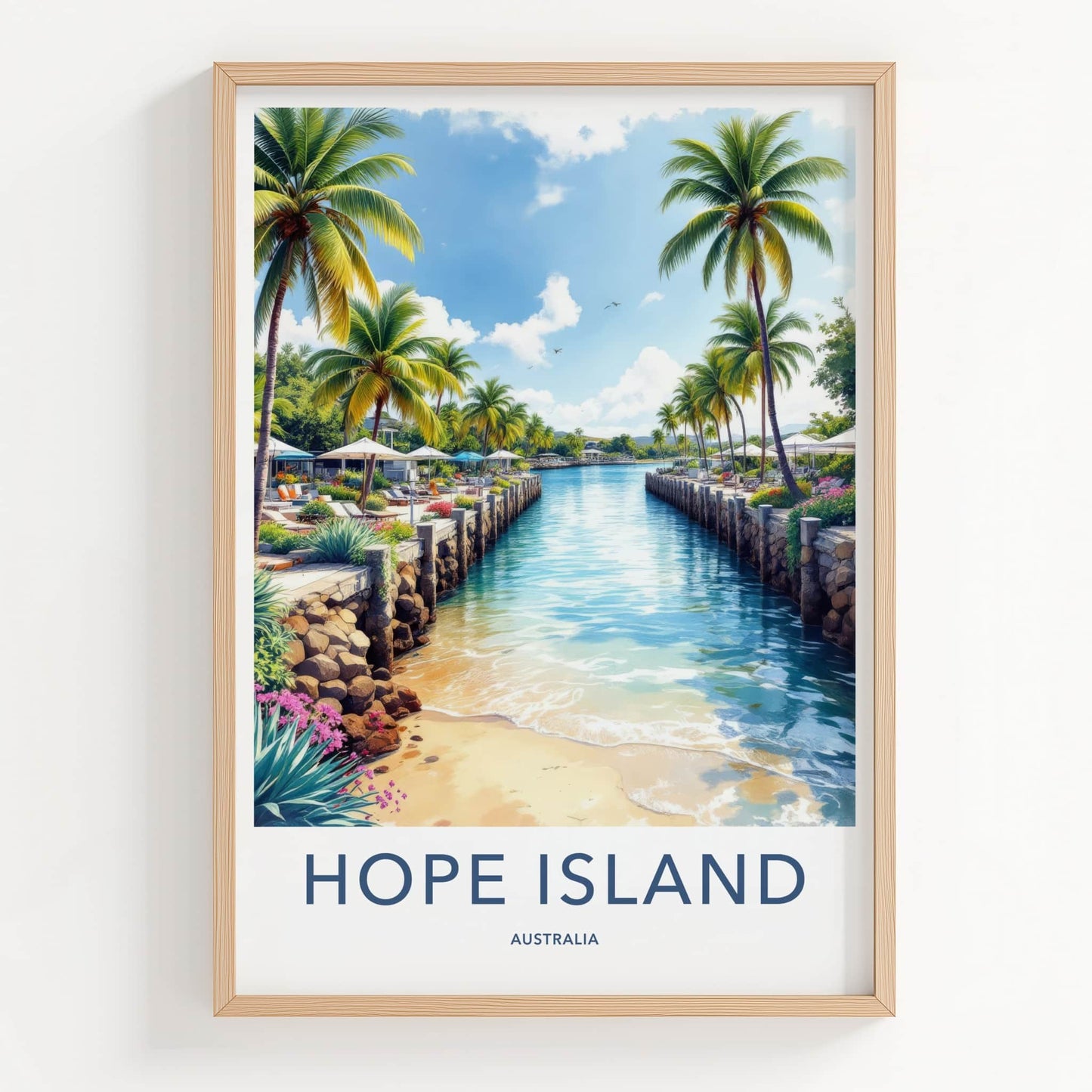 Hope Island Poster - Australia Wall Art - Tropical Resort Canal Home Decor
