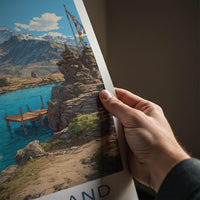 Hormuz Island Poster - Iran Travel Art - Snowy Peaks Lake Home Decor