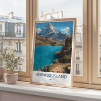 Hormuz Island Poster - Iran Travel Art - Snowy Peaks Lake Home Decor