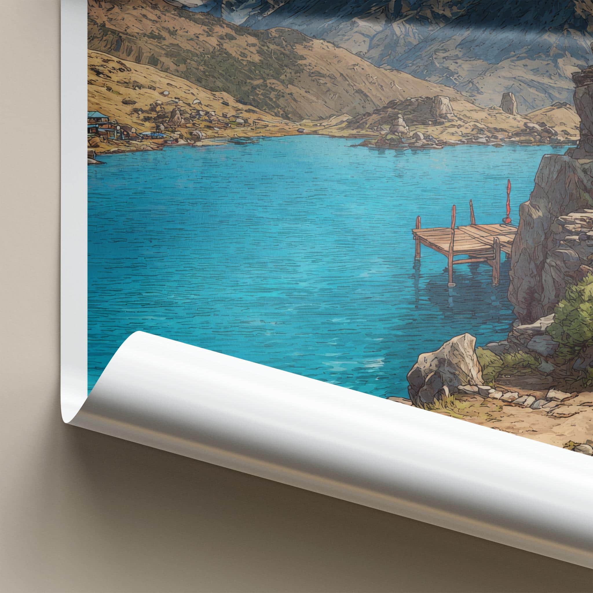 Hormuz Island Poster - Iran Travel Art - Snowy Peaks Lake Home Decor