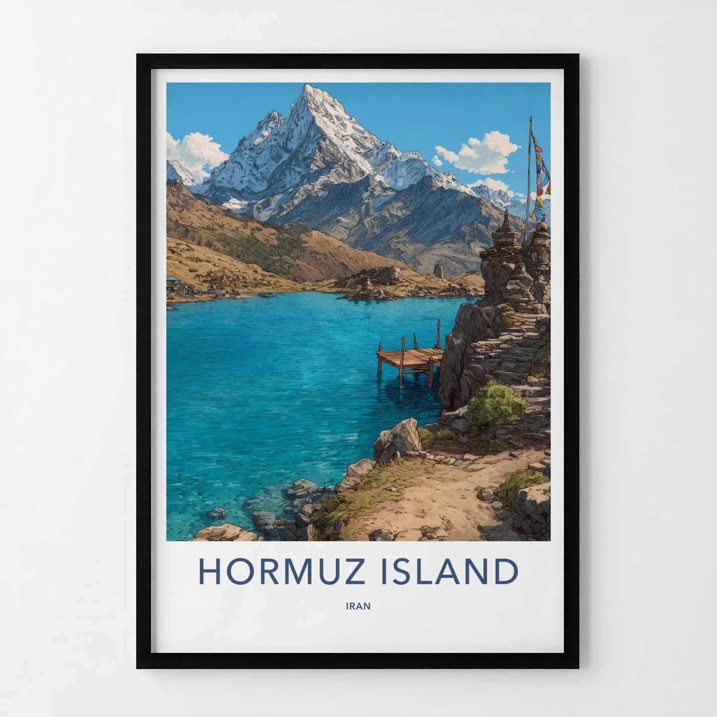 Hormuz Island Poster - Iran Travel Art - Snowy Peaks Lake Home Decor
