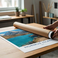 Hormuz Island Poster - Iran Travel Art - Snowy Peaks Lake Home Decor