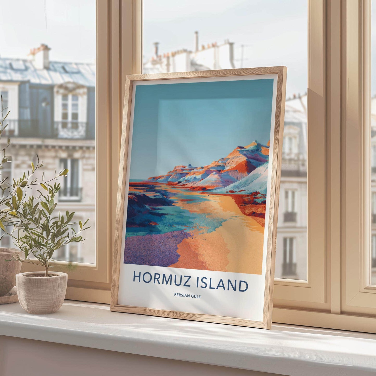 Hormuz Island Poster - Iran Travel Art - Vivid Striped Mountains Home Decor