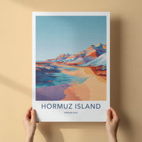 Hormuz Island Poster - Iran Travel Art - Vivid Striped Mountains Home Decor