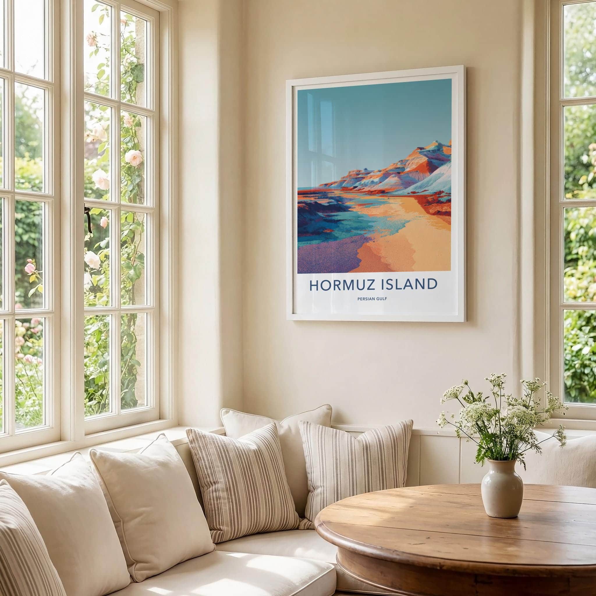 Hormuz Island Poster - Iran Travel Art - Vivid Striped Mountains Home Decor