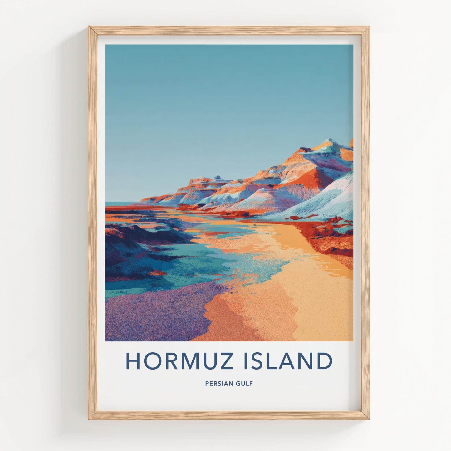Hormuz Island Poster - Iran Travel Art - Vivid Striped Mountains Home Decor