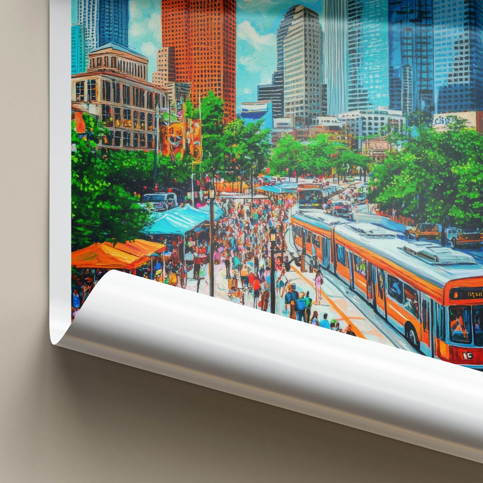 Houston Poster - Texas Framed Print - Vibrant Urban Scene Framed Decor