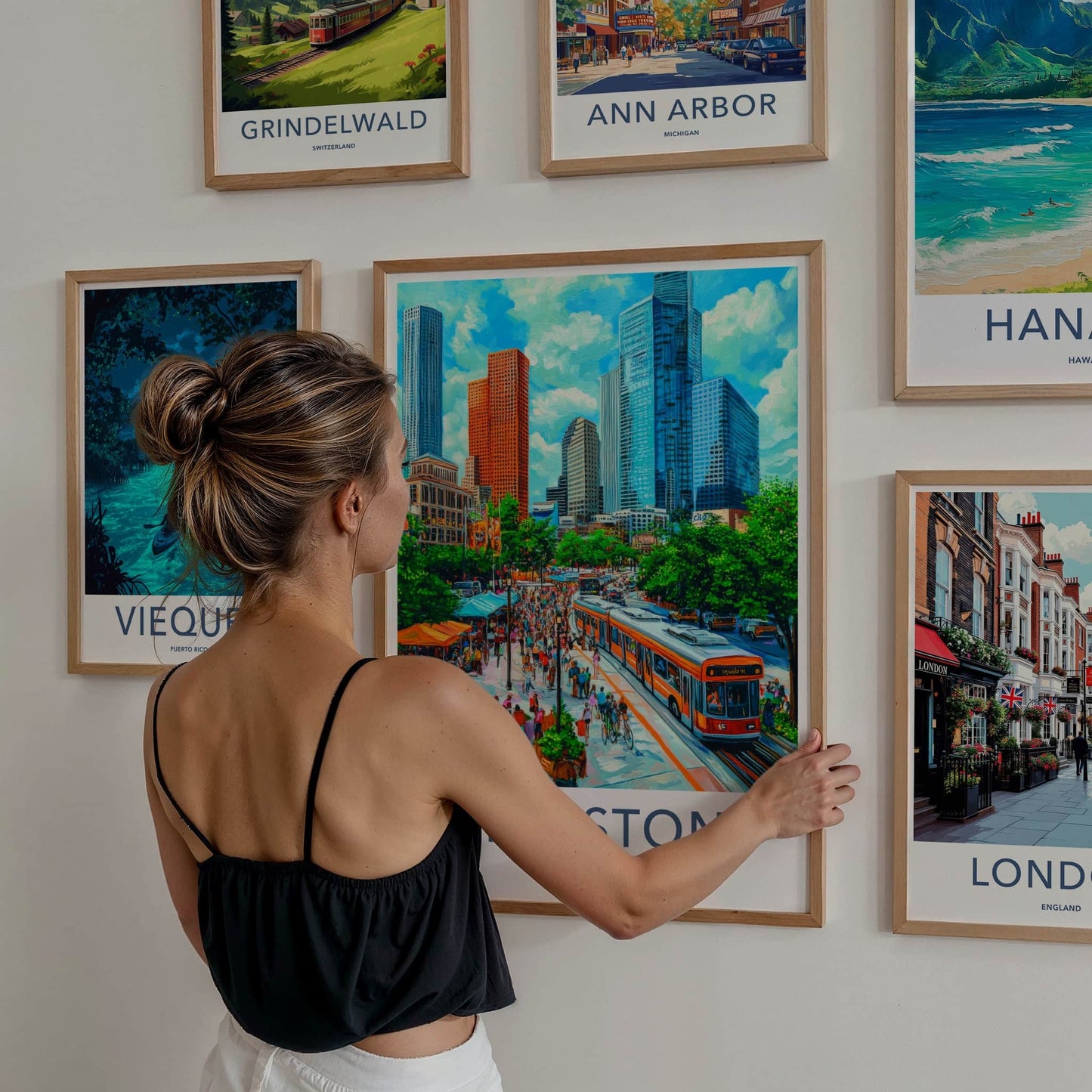 Houston Poster - Texas Framed Print - Vibrant Urban Scene Framed Decor
