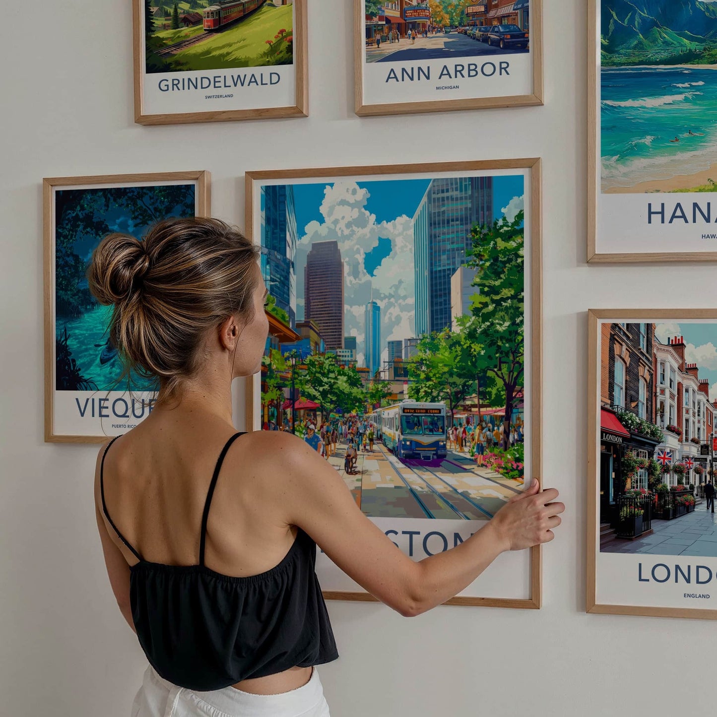 Houston Poster - Texas Travel Art - Lively City Scene Home Decor