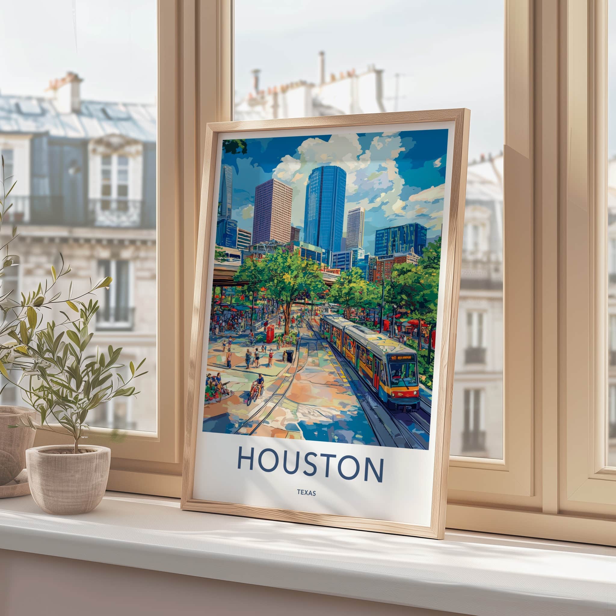 Houston Poster - Texas Wall Art - Vibrant Urban Landscape Home Decor