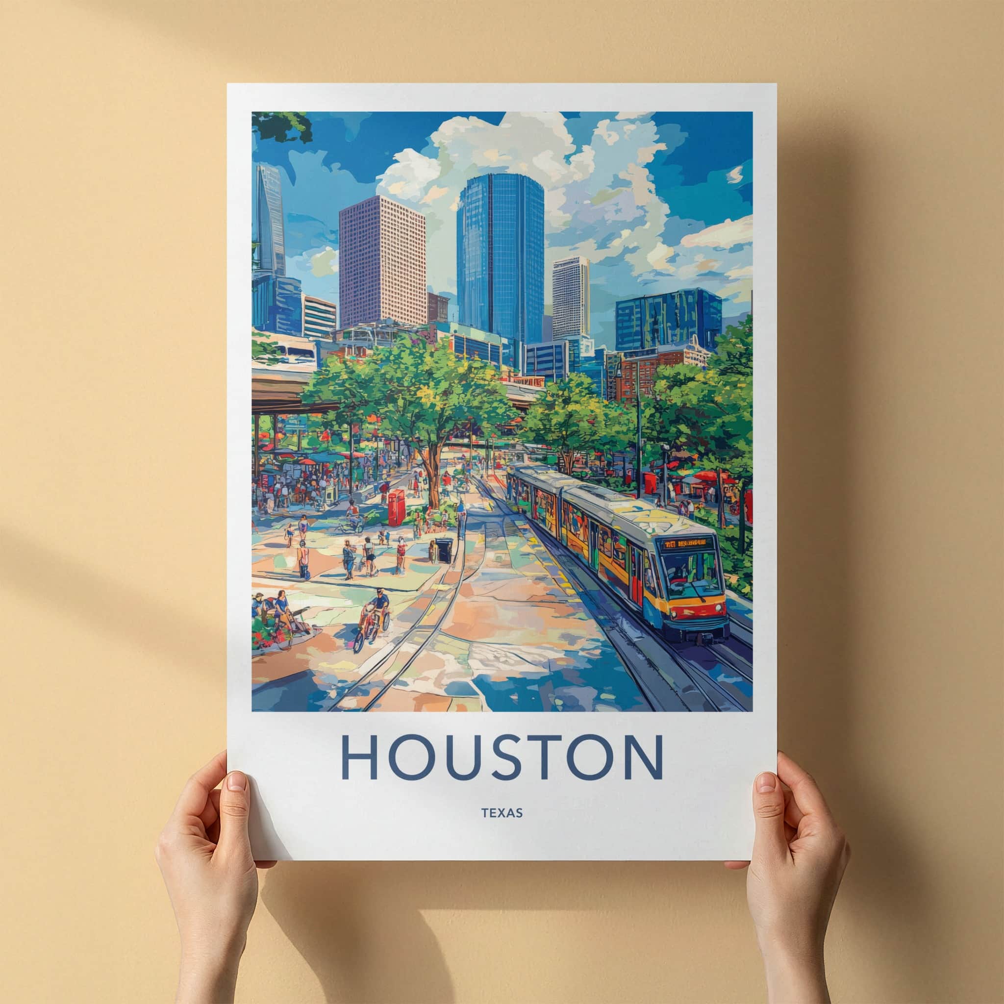 Houston Poster - Texas Wall Art - Vibrant Urban Landscape Home Decor